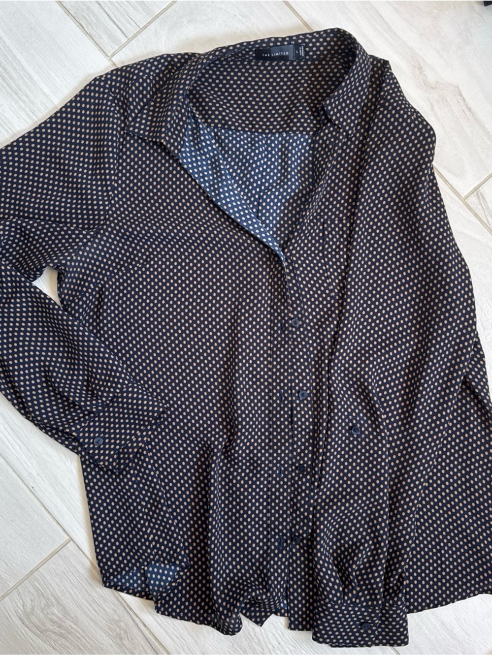 The Limited Black Shirt Jacket with Cream Dot Print